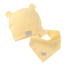 Load image into Gallery viewer, Newborn Infant Elastic Headscarf Double Layer Cotton Baby Summer Caps&Hats With Baby Bibs Set Pink Yellow And Sky Blue Modis 482