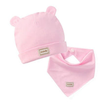 Load image into Gallery viewer, Newborn Infant Elastic Headscarf Double Layer Cotton Baby Summer Caps&Hats With Baby Bibs Set Pink Yellow And Sky Blue Modis 482