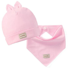 Load image into Gallery viewer, Newborn Infant Elastic Headscarf Double Layer Cotton Baby Summer Caps&amp;Hats With Baby Bibs Set Pink Yellow And Sky Blue Modis 482
