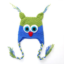 Load image into Gallery viewer, XDT-181 Infant Baby Photography Props Crochet Knit Owls Woolly Cap Infant Toddler Earflap Hat Handmade Photography Accessories
