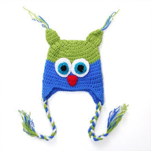 Load image into Gallery viewer, XDT-181 Infant Baby Photography Props Crochet Knit Owls Woolly Cap Infant Toddler Earflap Hat Handmade Photography Accessories
